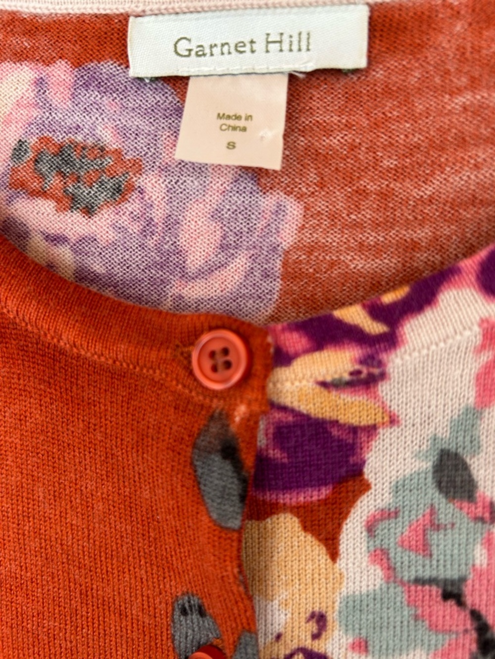 Garnet Hill Burnt Orange Cardigan Sweater, Size Small - Picture 3 of 8